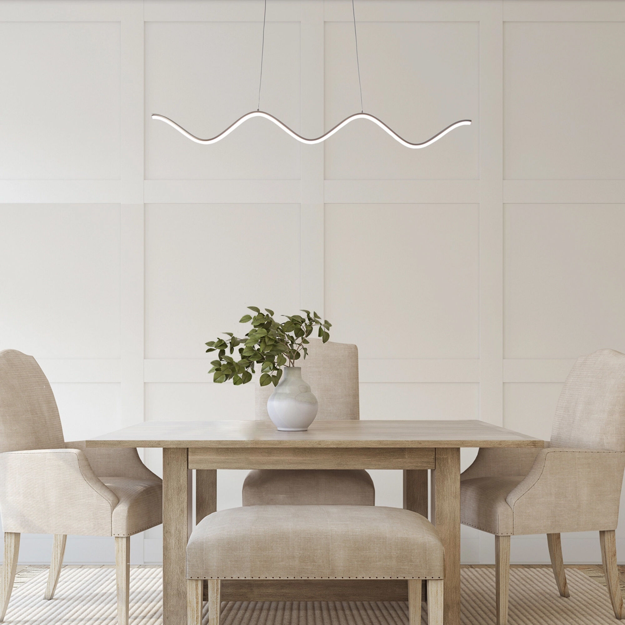 Morae Linear Pendant Ceiling Light in Brushed Nickel, dweLED