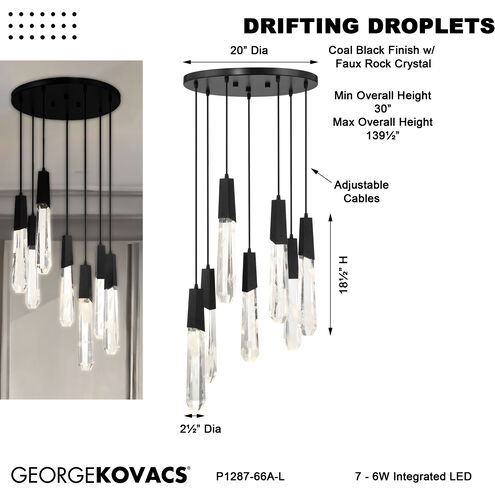 Drifting Droplets LED Coal Pan Pendant Ceiling Light