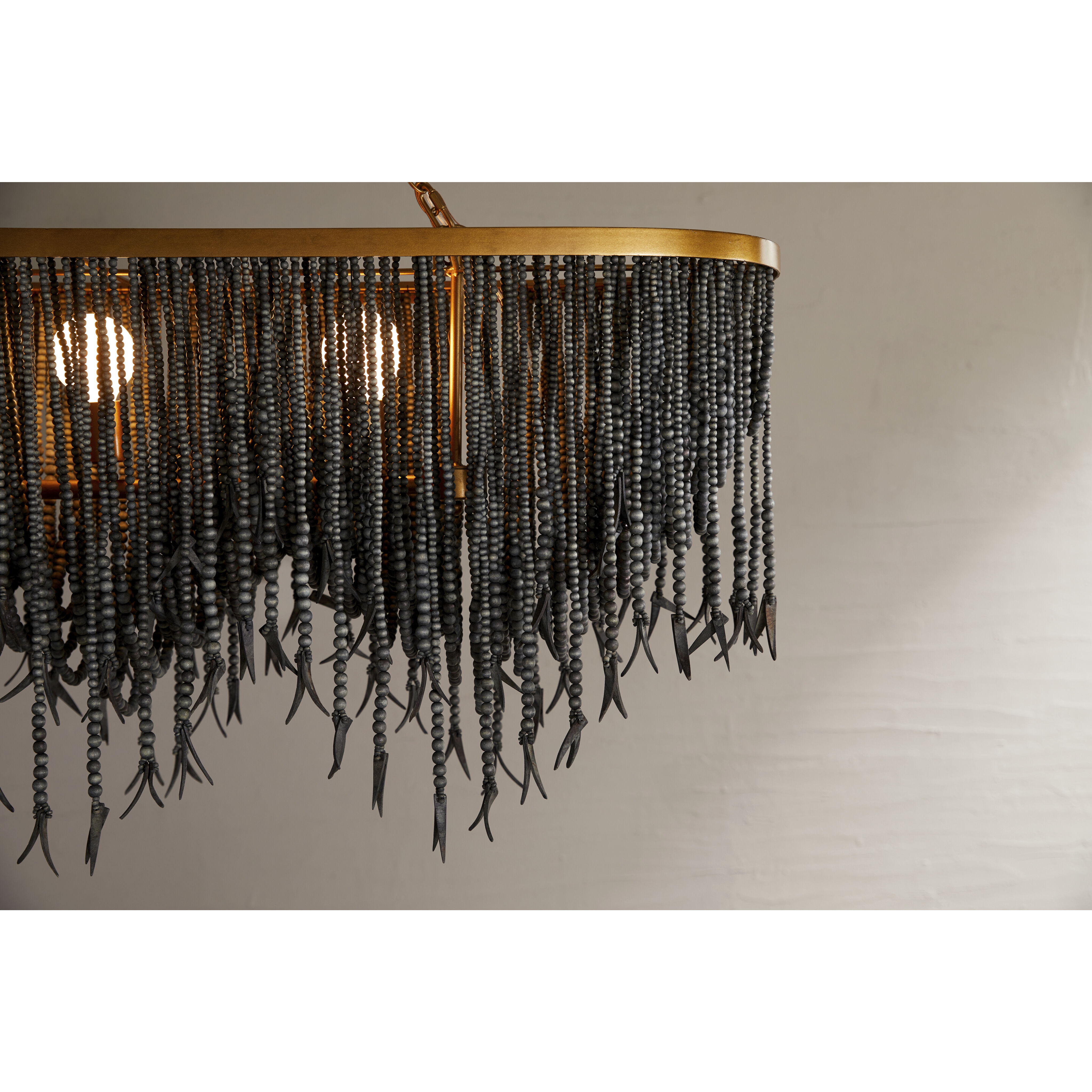 Baja 6 Light 52 inch Dark Gray Wash and Antique Brass Linear Chandelier Ceiling Light