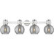 Downtown Urban Lawton Sphere 4 Light 34 inch Brushed Satin Nickel Bath Vanity Light Wall Light in Light Smoke Glass