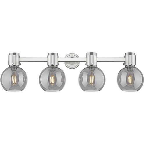 Downtown Urban Lawton Sphere 4 Light 34 inch Brushed Satin Nickel Bath Vanity Light Wall Light in Light Smoke Glass