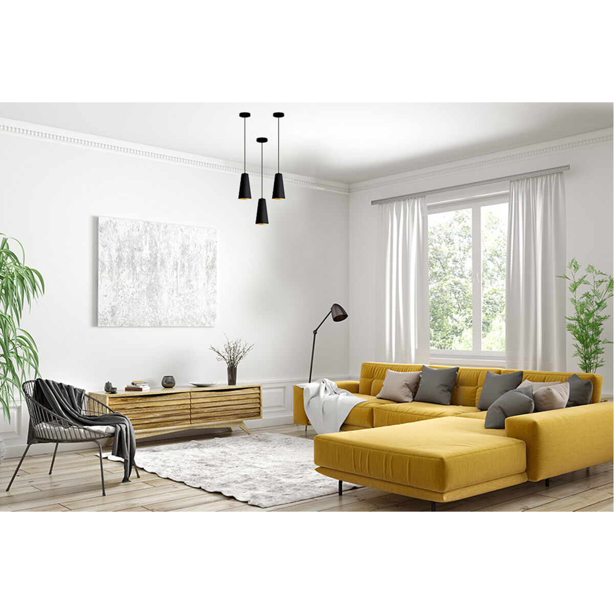 Pratella 1 1 Light 5.43 inch Structured Black Exterior and Gold Leaf Interior Pendant Ceiling Light