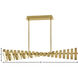 Stitch LED 42 inch Lacquered Brass Chandelier Ceiling Light, Linear & Oval