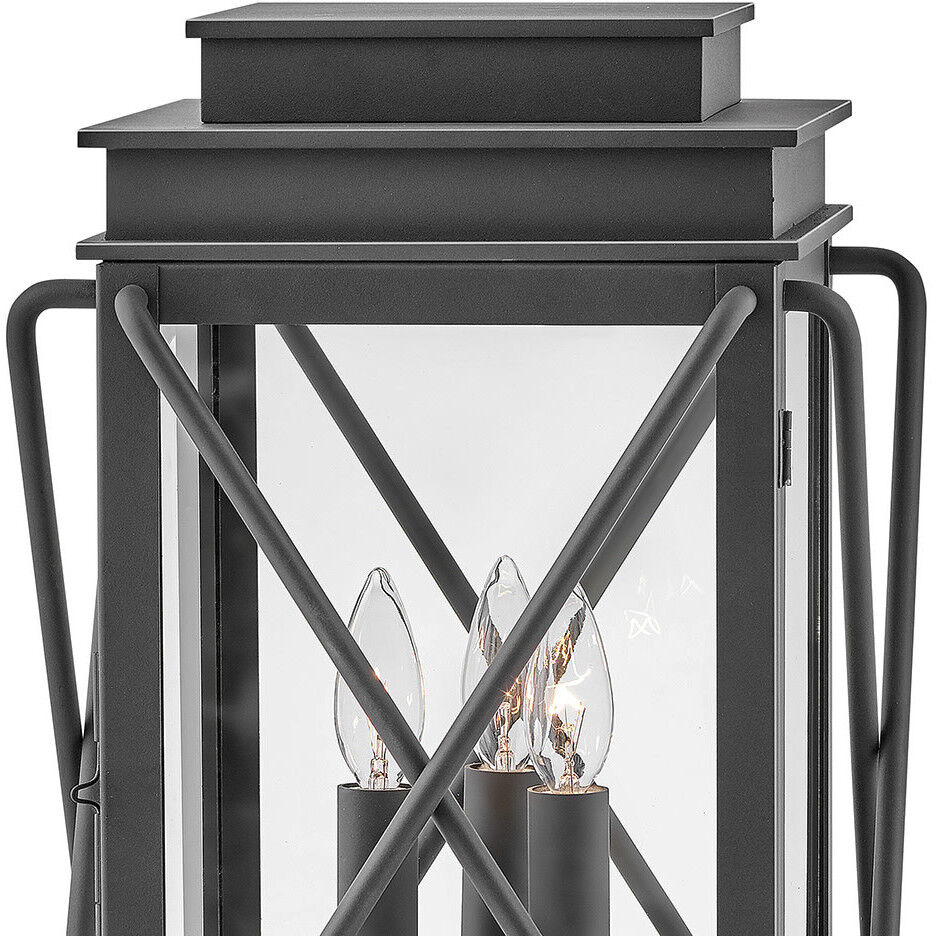Montecito 3 Light 18.5 inch Museum Black Outdoor Pier Mount Lantern in Non-LED