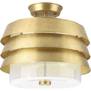 Point Dume™ Sandbar 3 Light 15 inch Brushed Brass Semi-Flush Convertible Ceiling Light, Jeffrey Alan Marks, Design Series