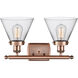 Ballston Large Cone 2 Light 16 inch Antique Copper Bath Vanity Light Wall Light in Clear Glass