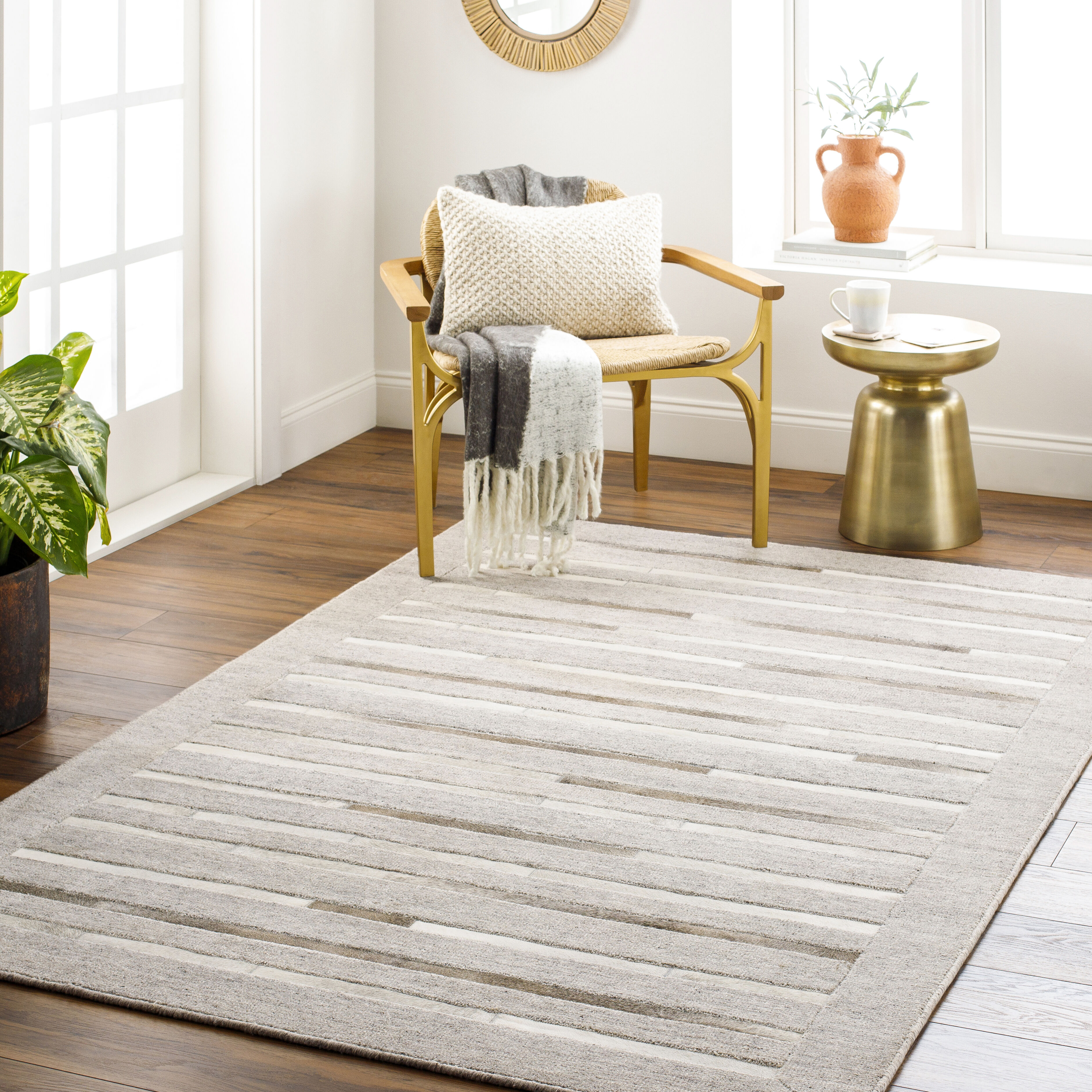 Eloquent 90 X 60 inch Medium Gray Rug, Rectangle