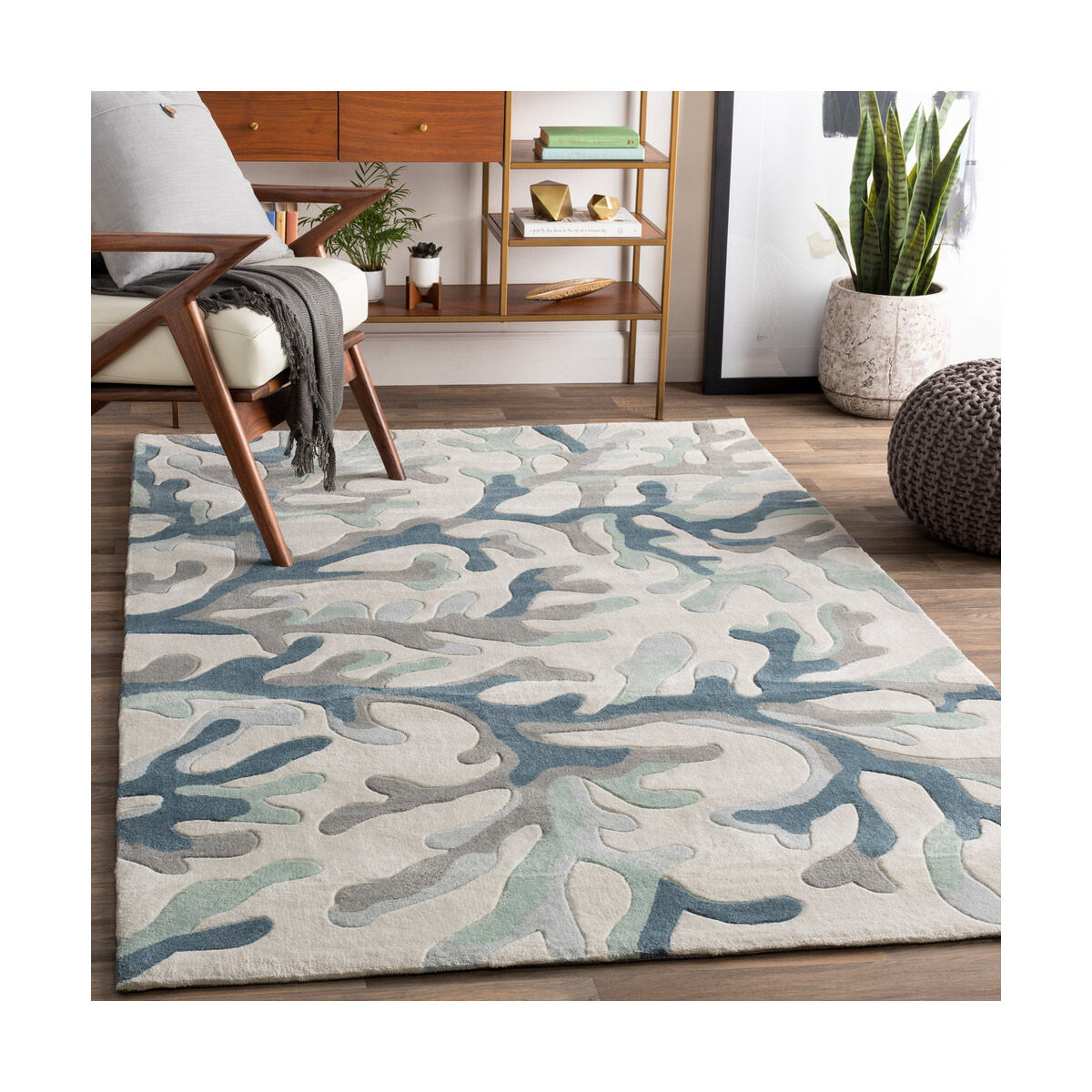 Cosmopolitan 96 X 30 inch Dark Blue/Medium Gray/Sea Foam/Light Gray/Ivory Rugs, Polyester