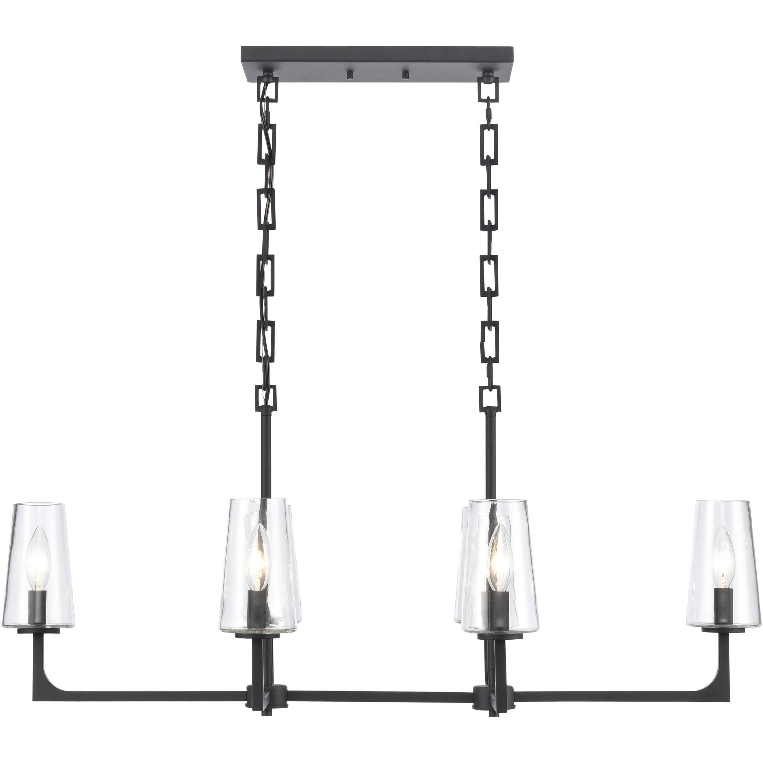 Fitzroy 6 Light 36 inch Matte Black Linear Chandelier Ceiling Light