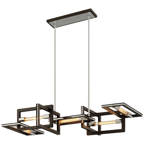 Enigma 5 Light 43.5 inch Bronze With Polished Stainless Linear Ceiling Light