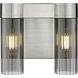 Empire 2 Light 10.5 inch Satin Nickel Sconce Wall Light in Plated Smoke Glass