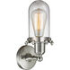Austere Centri LED 4.5 inch Brushed Satin Nickel Sconce Wall Light in Clear Glass, Austere