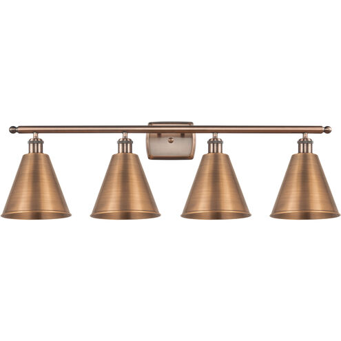 Ballston Cone 4 Light 38 inch Antique Copper Bath Vanity Light Wall Light