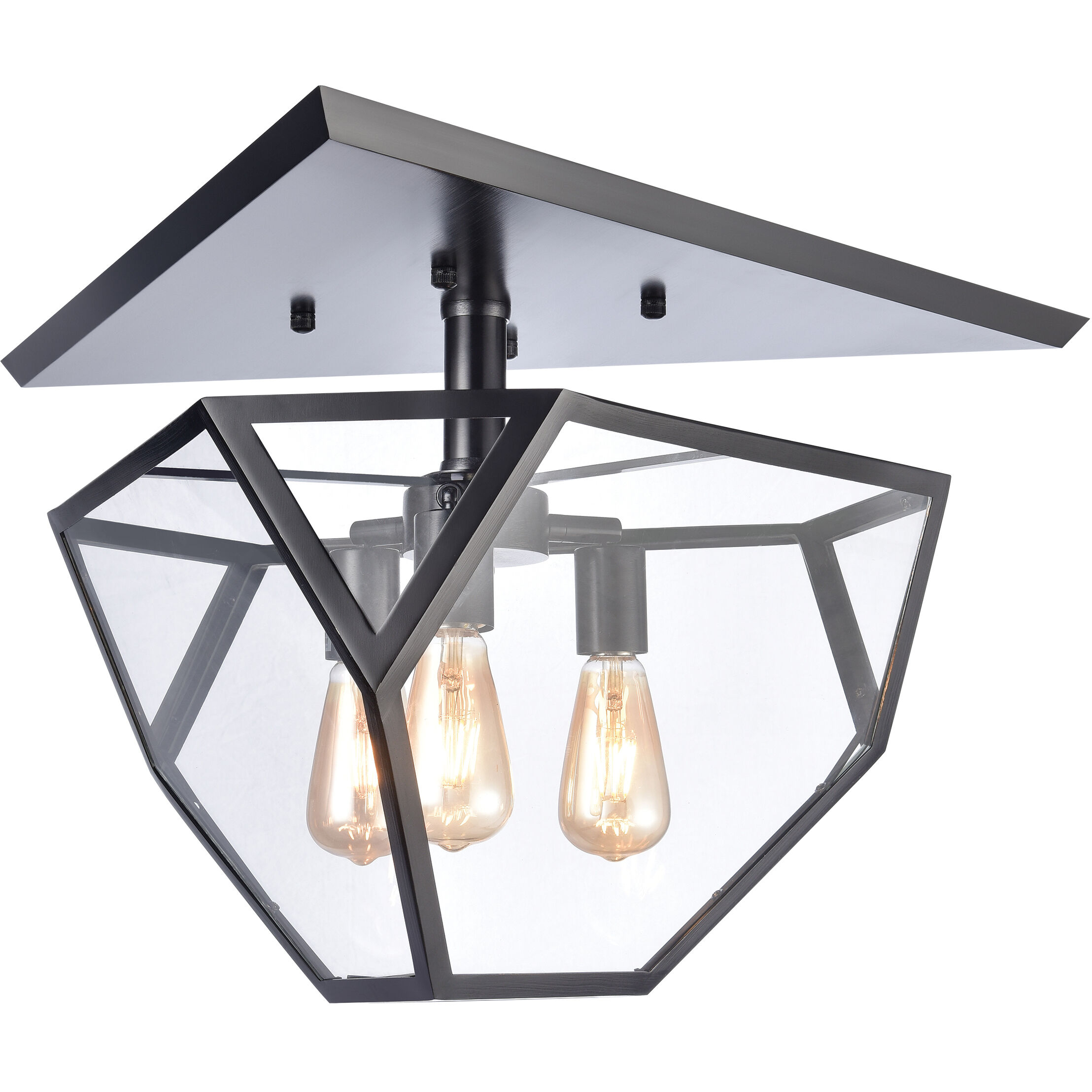 Moonbow 3 Light 20.75 inch Satin Brushed Black Semi Flush Ceiling Light