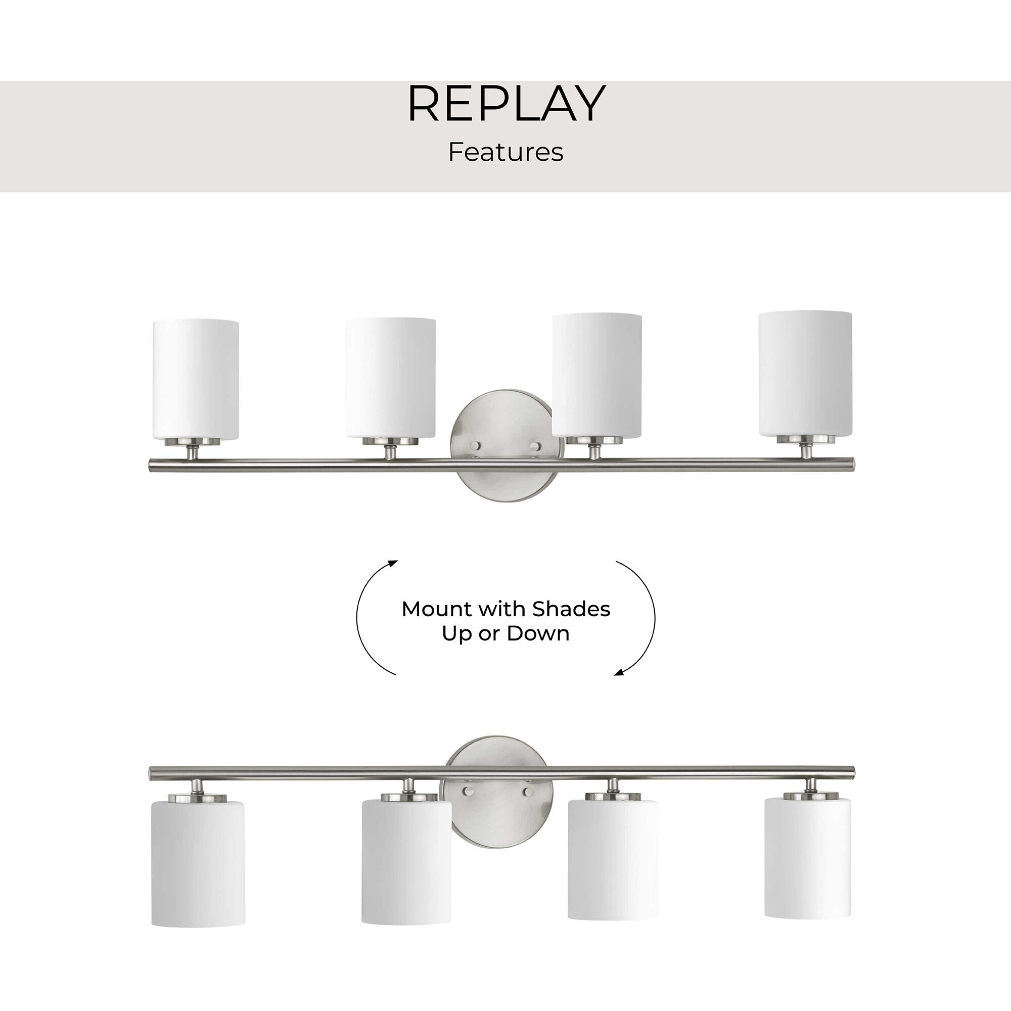 Replay 4 Light 31.13 inch Brushed Nickel Bath Vanity Wall Light
