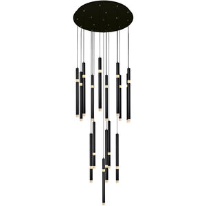 Flute LED 24 inch Black Chandelier Ceiling Light