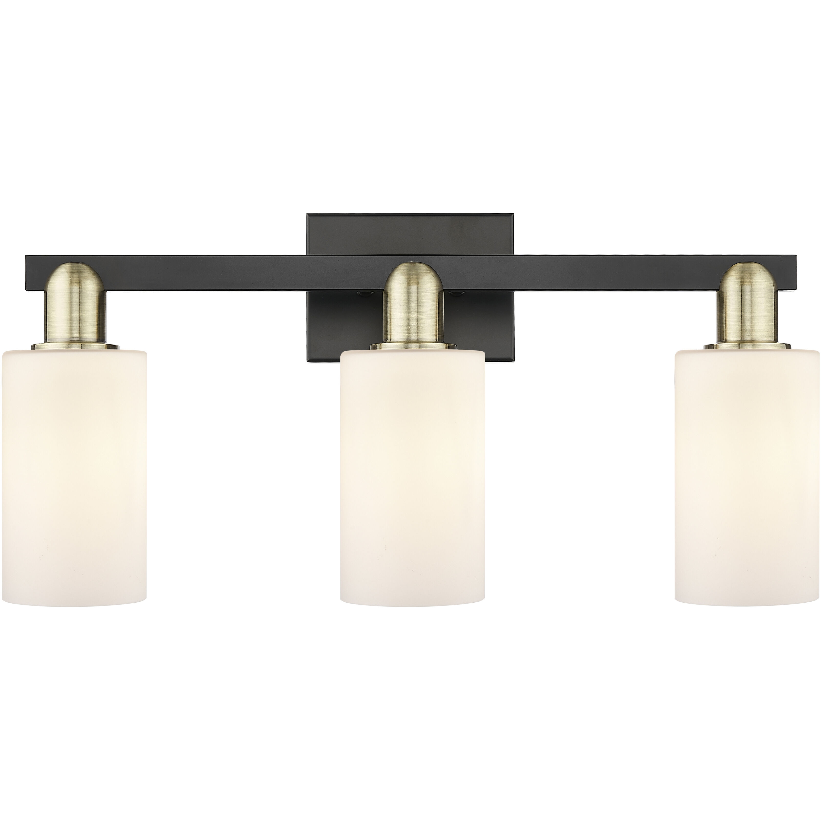 Arcadia Clymer 3 Light 22.88 inch Black Antique Brass Bath Vanity Light Wall Light in Matte White