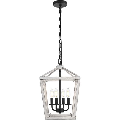 Gage 4 Light 12 inch Weathered White and Black Pendant Ceiling Light