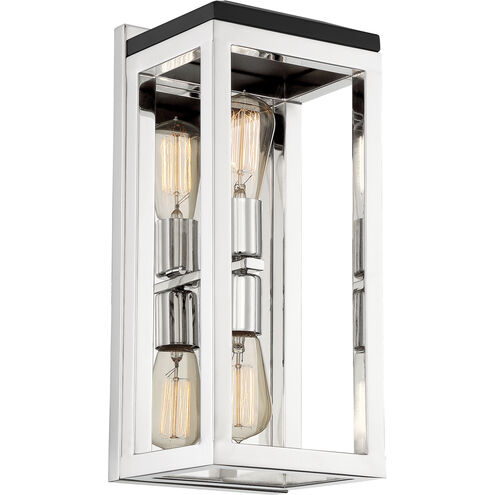 Cakewalk 2 Light 7.13 inch Polished Nickel and Black Accents Vanity Light Wall Light