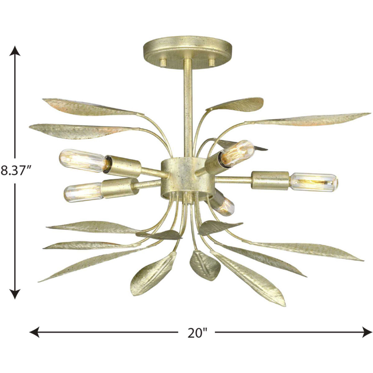 Mariposa 5 Light 20 inch Gilded Silver Semi Flush Mount Convertible Ceiling Light
