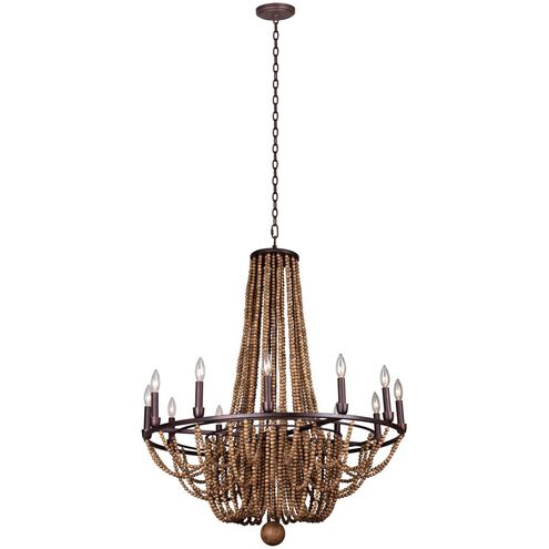 Beechwood 12 Light 34 inch Royal Mahogany Chandelier Ceiling Light