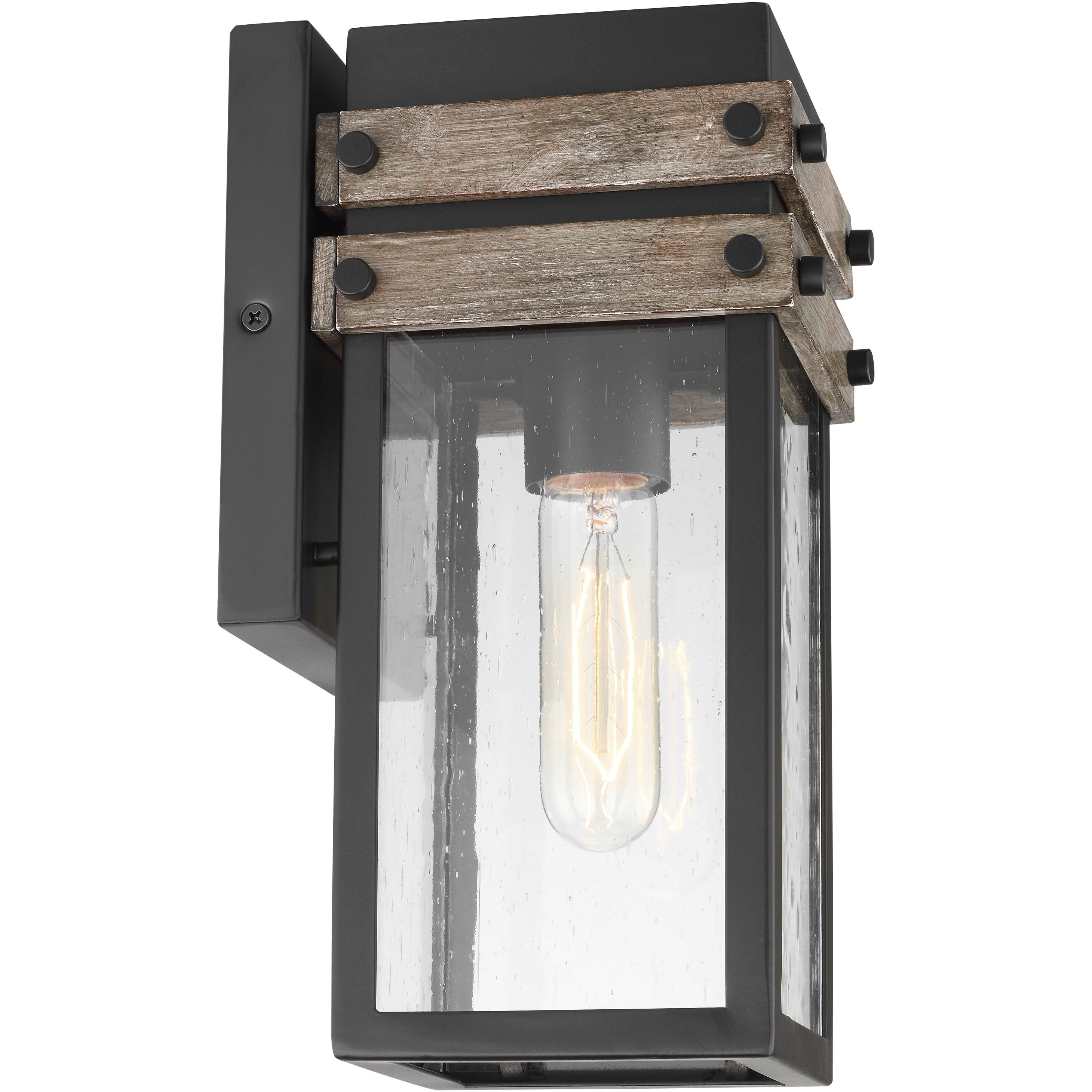 Homestead 1 Light 11 inch Black/Wood Outdoor Wall Sconce