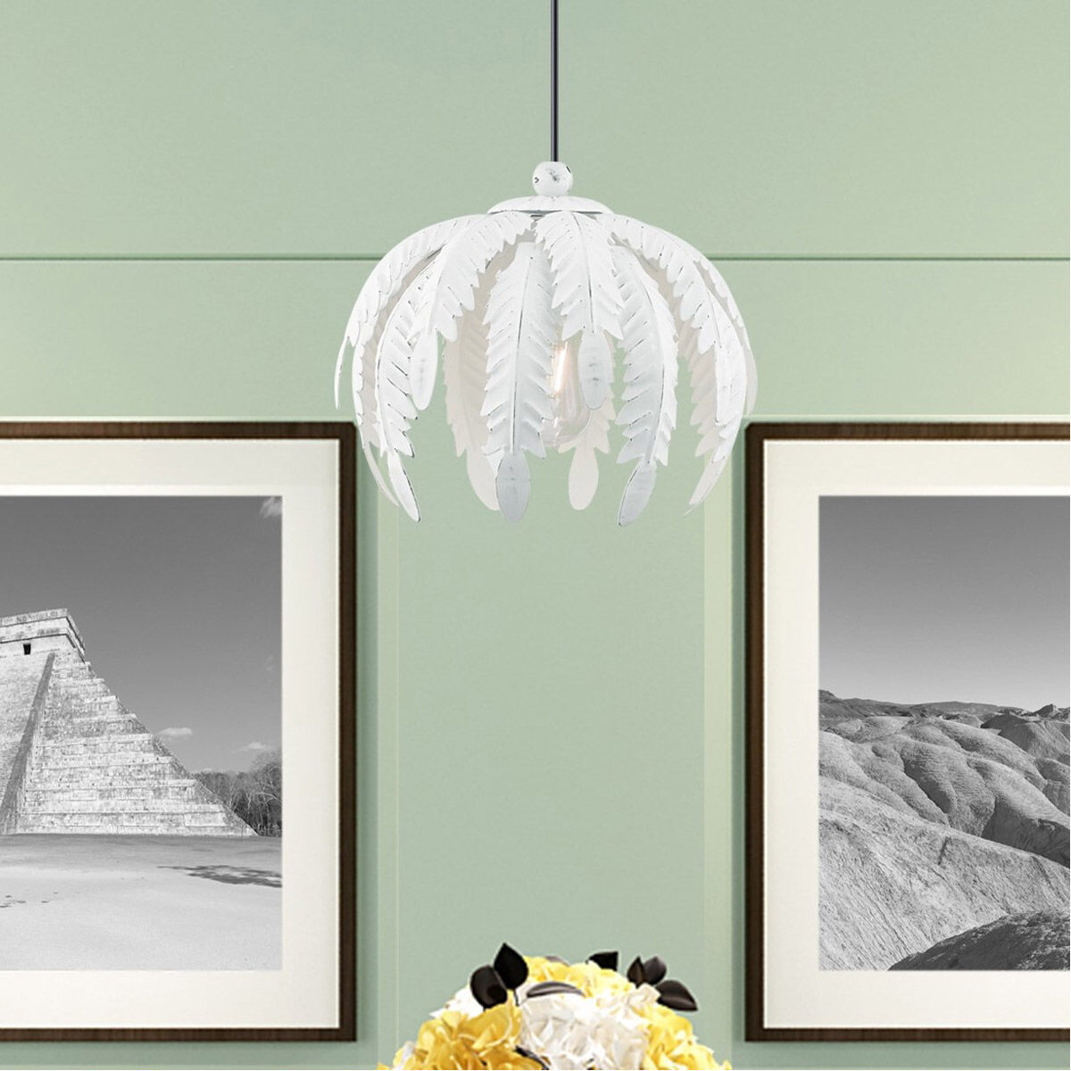 Acanthus 1 Light 13 inch Antique White Mini Pendant Ceiling Light