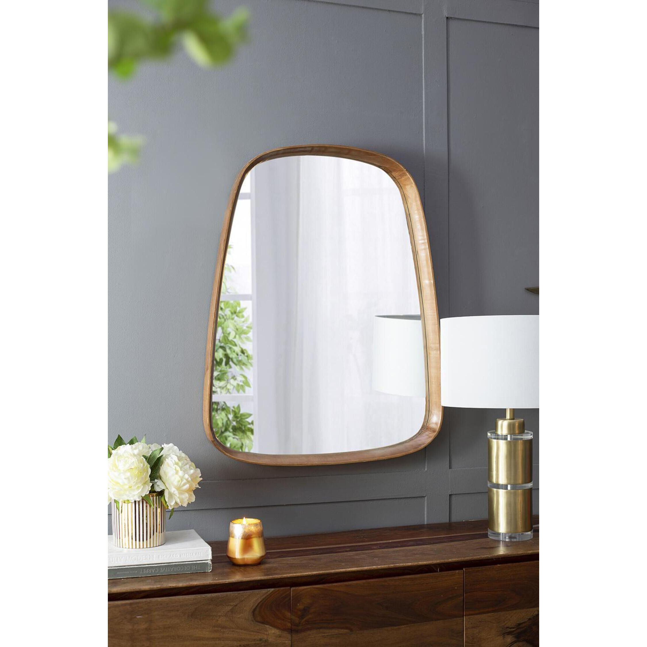 Wayne 37.4 X 27 inch Brown Wall Mirror