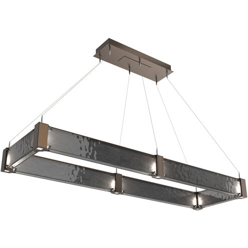 Parallel LED Flat Bronze Linear Pendant Ceiling Light in 3000K LED, Smoke Granite, Rectangular