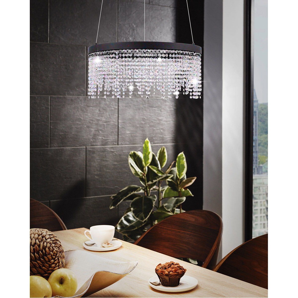 Antelao LED 24 inch Black Chandelier Ceiling Light