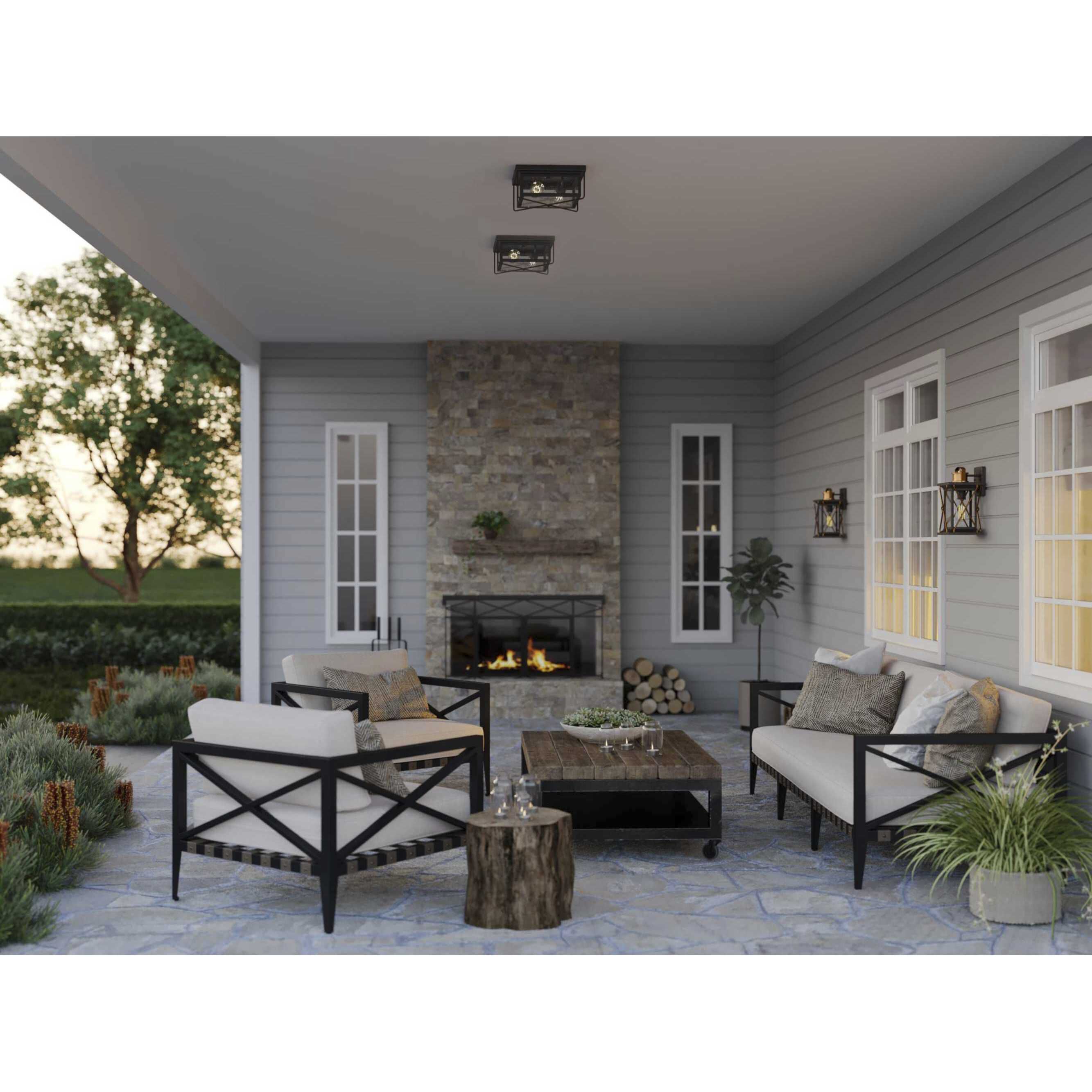 Barlowe 2 Light 11 inch Antique Bronze Outdoor Flush Mount