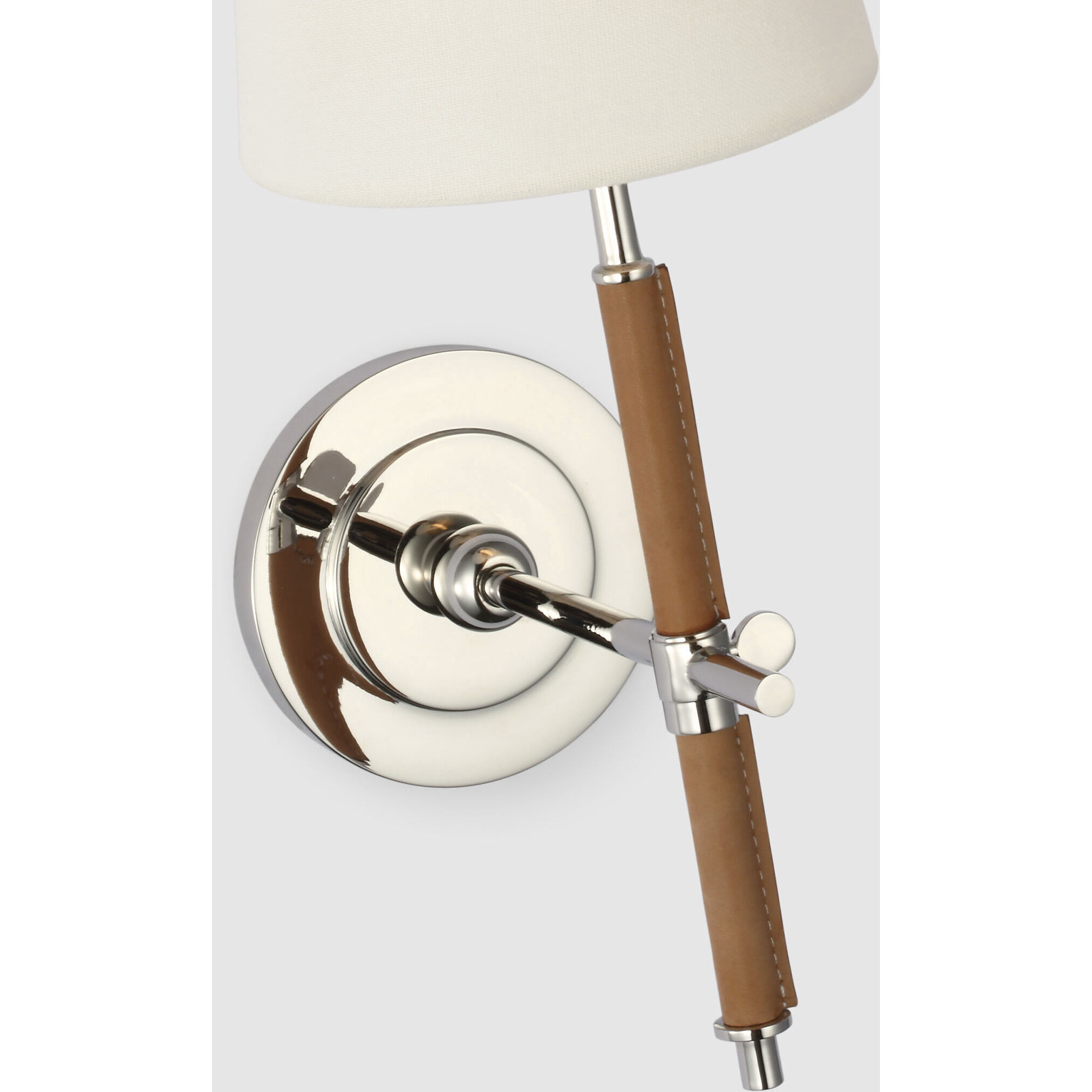 Thomas O'Brien Bryant2 LED 5.5 inch Polished Nickel and Natural Leather Wrapped Sconce Wall Light