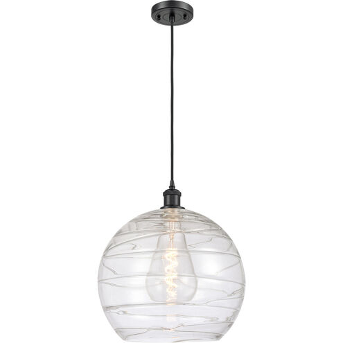 Ballston Deco Swirl 1 Light 14 inch Matte Black Pendant Ceiling Light