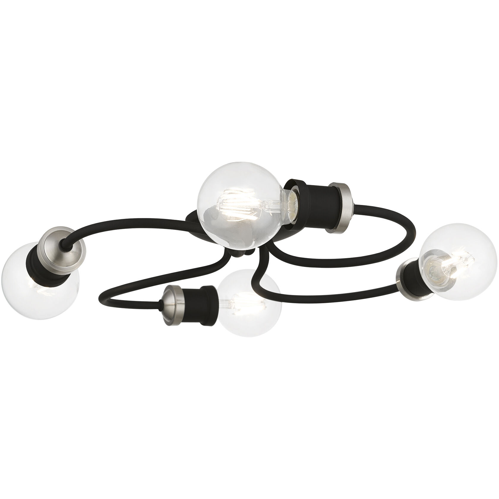 Bromley 4 Light 16 inch Black with Brushed Nickel Accents Flush Mount Ceiling Light, Large