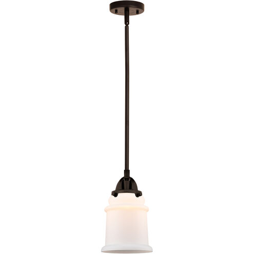 Nouveau 2 Canton LED 6 inch Oil Rubbed Bronze Mini Pendant Ceiling Light in Matte White Glass