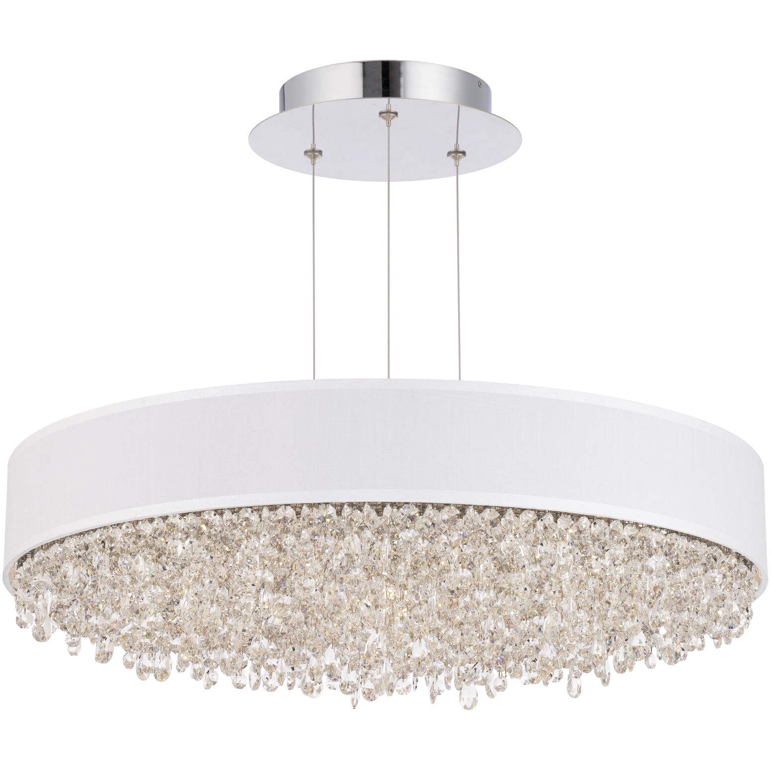 Eclyptix LED LED 24 inch Polished Stainless Steel Pendant Ceiling Light in White, Wavy Layout, Wavy Layout