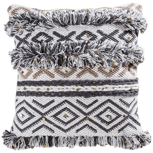 Domingo 20 X 20 inch White with Gray Accent Pillow