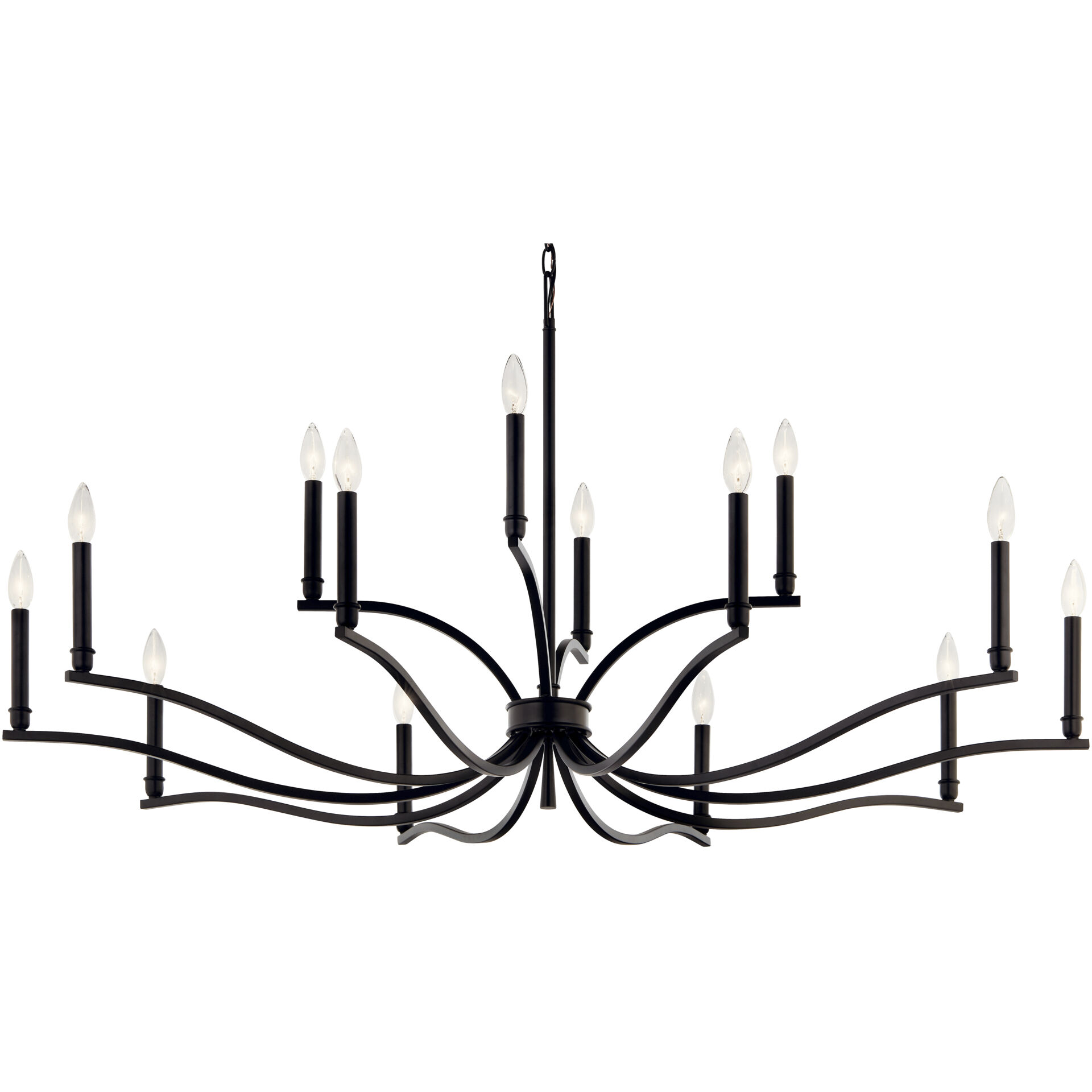 Malene 14 Light Black Chandelier Ceiling Light, 2 Tier Large