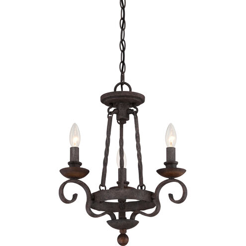 Noble 3 Light 15 inch Rustic Black Chandelier Ceiling Light