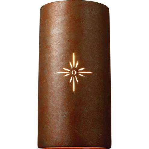 Sun Dagger Cylinder LED 21 inch Hammered Copper Outdoor Wall Sconce in Sunburst, 2000 Lm LED, Really Big