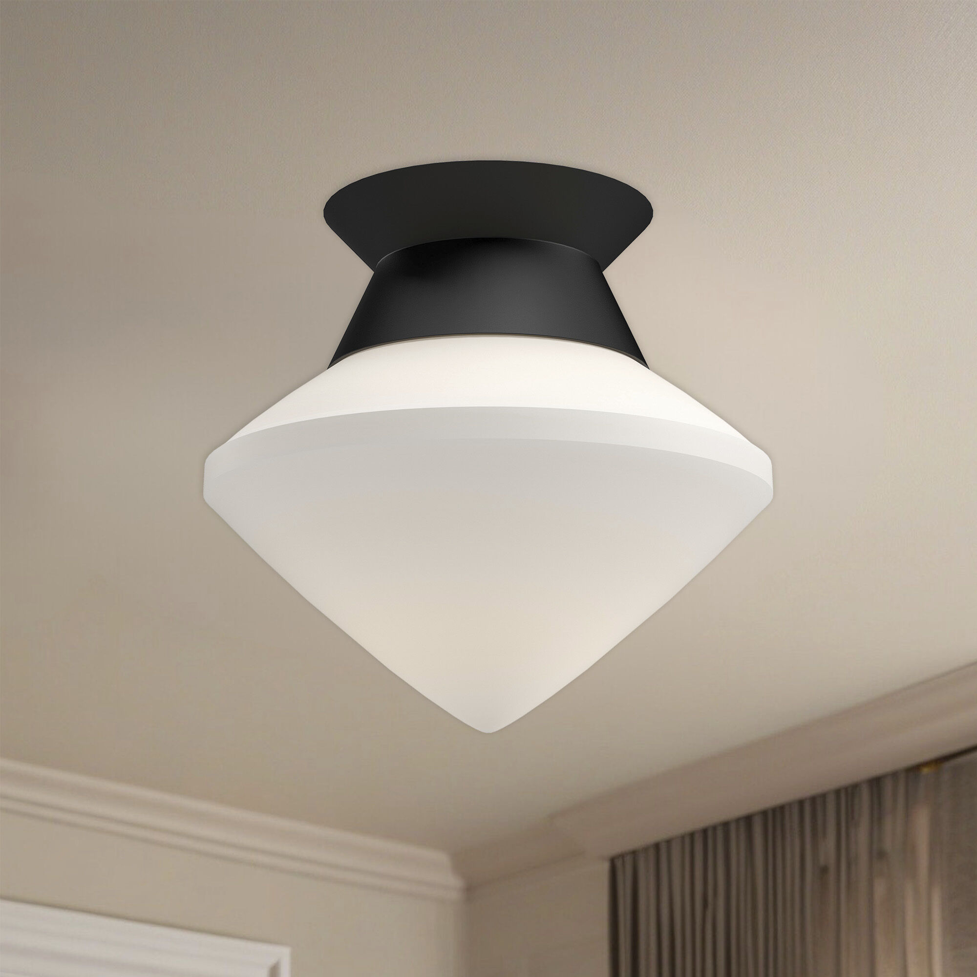 Alora Mood Nora 1 Light 8 inch Matte Black/Opal Matte Glass Flush Mount Ceiling Light