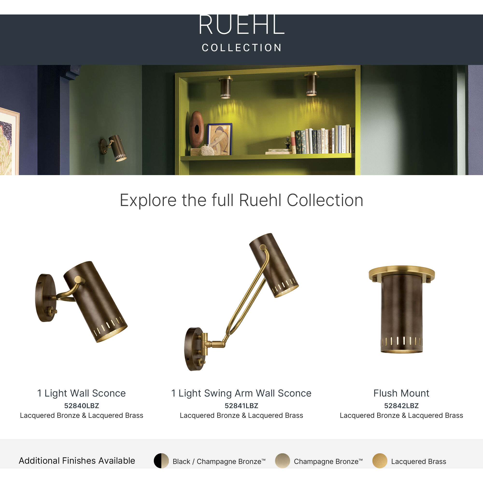 Ruehl 1 Light Lacquered Bronze Flush Mount Ceiling Light