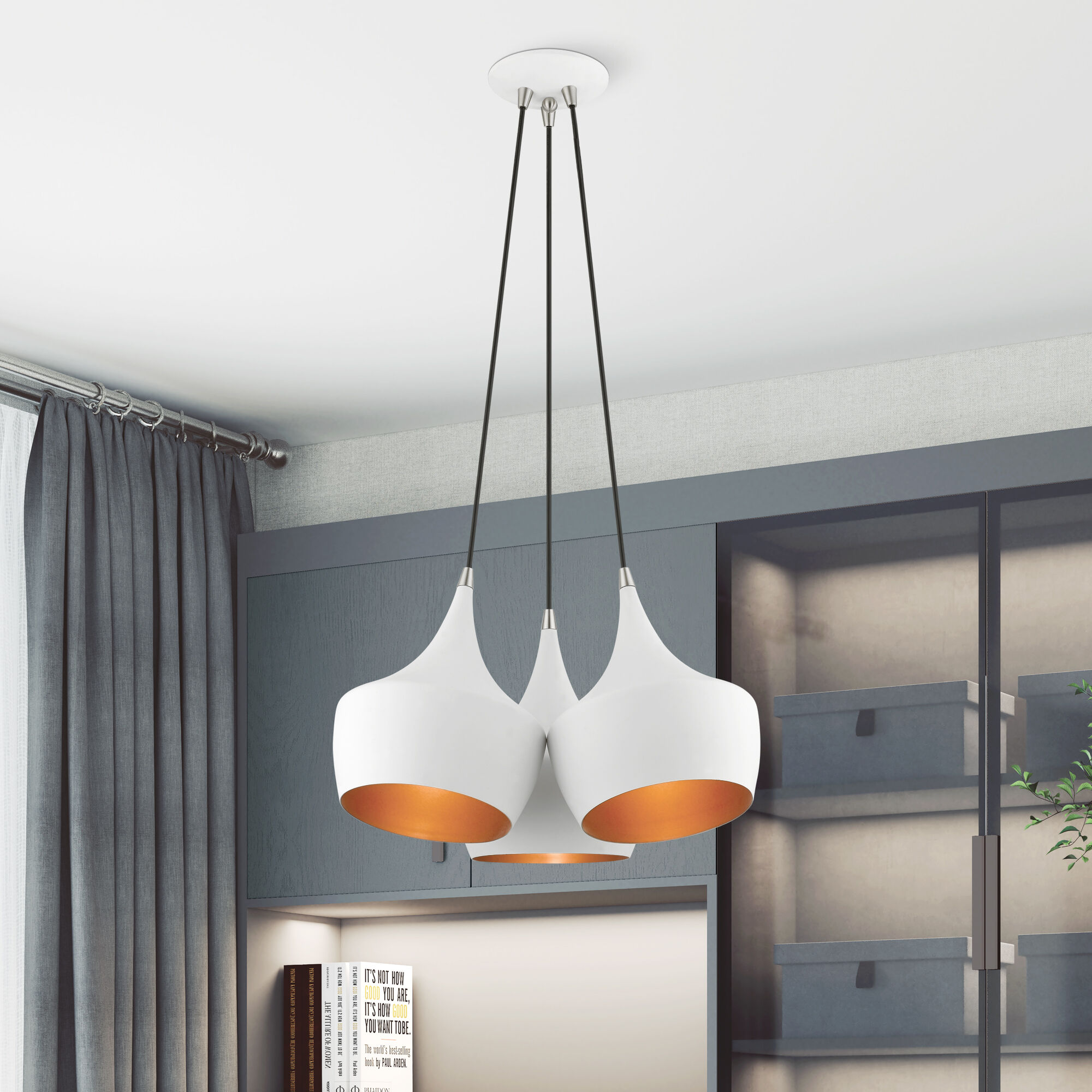 Waldorf 3 Light 21 inch White Cluster Pendant Ceiling Light