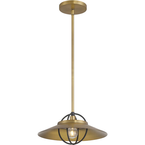 Newburie 1 Light 12 inch Legacy Brass and Dark Matte Black Pendant Ceiling Light