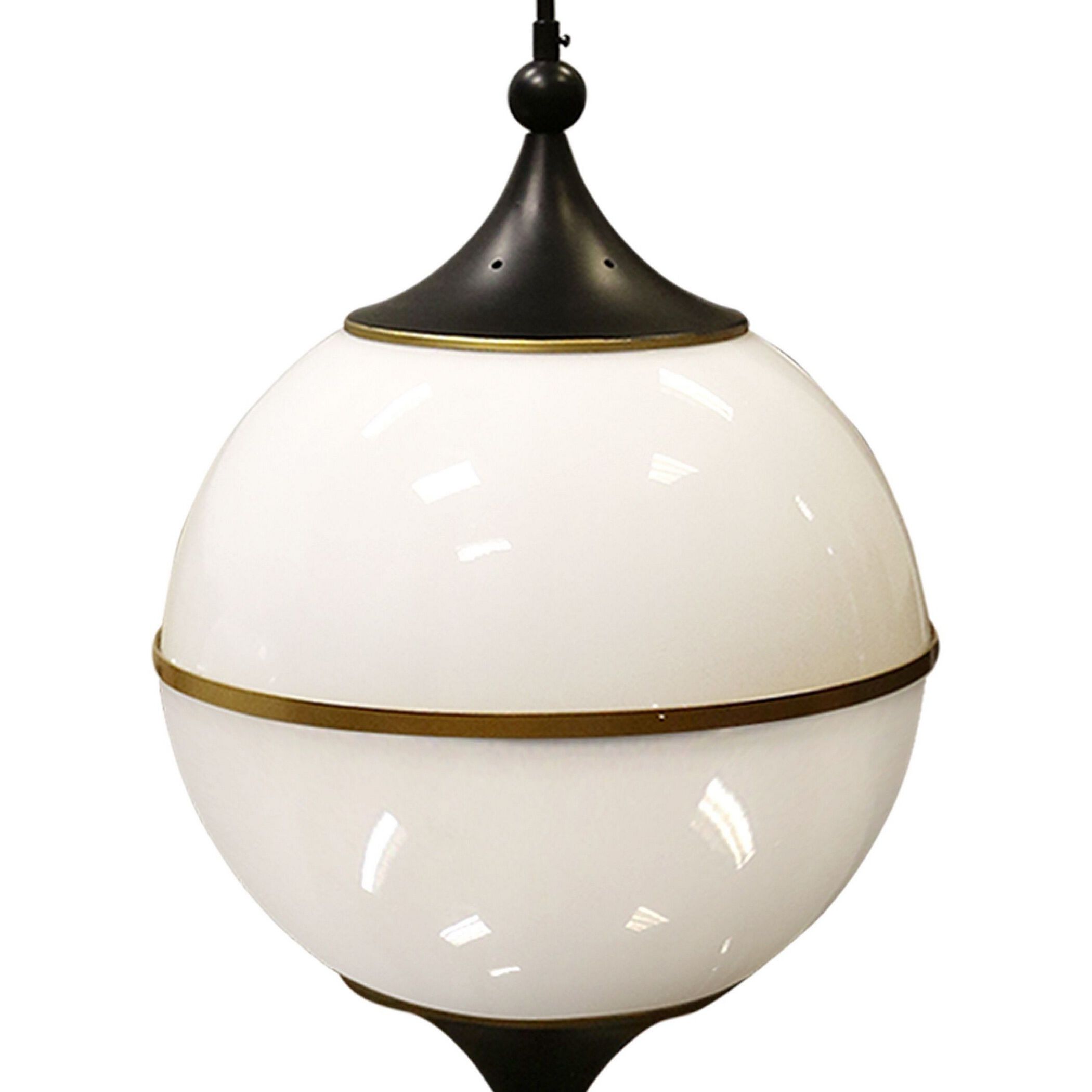 Benedict 9 Light 15.25 inch Milk White and Brass with Black Pendant Ceiling Light