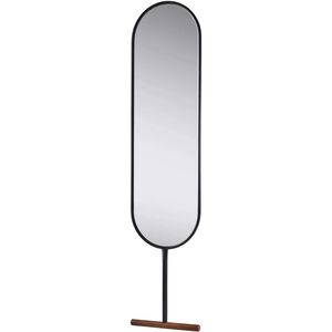 Willy 65.13 X 15 inch Black with Walnut wood base Leaning Mirror