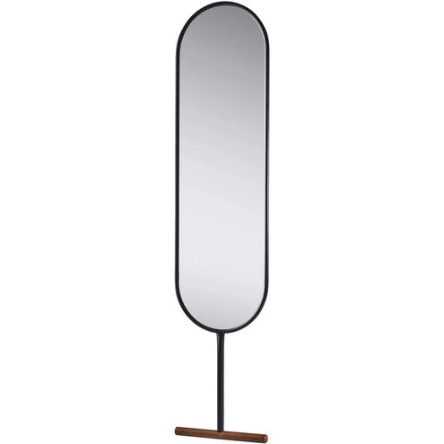Willy 65.13 X 15 inch Black with Walnut wood base Leaning Mirror