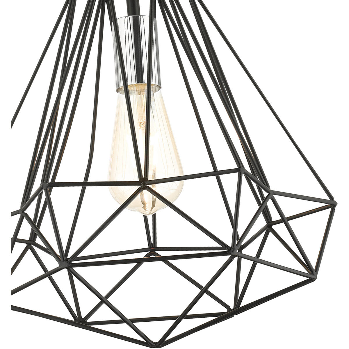 Geometric 1 Light 12.25 inch Shiny Black Pendant Ceiling Light