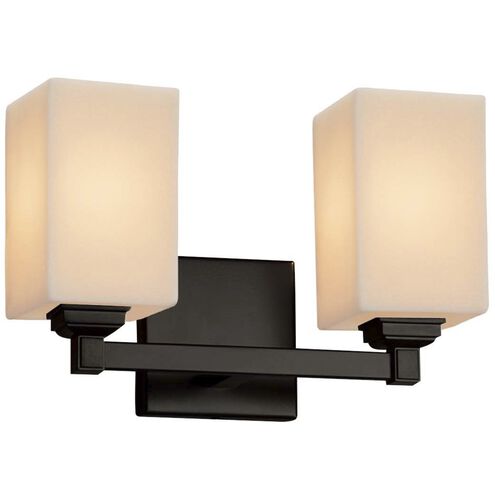 CandleAria 2 Light 13 inch Dark Bronze Vanity Light Wall Light in Amber (CandleAria), Cylinder with Melted Rim, Incandescent