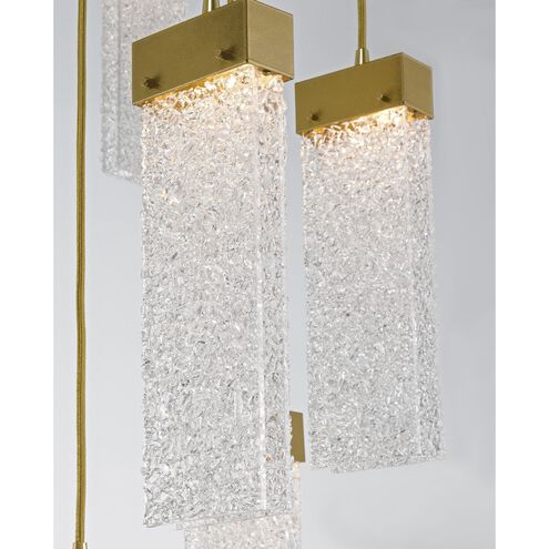 Parallel LED 18.6 inch Gilded Brass Chandelier Ceiling Light in 3000K LED, Clear Granite, Round Multi-Port